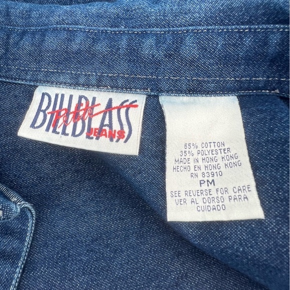 Bill Blass Silver Stitched Jean Shirt Size Petite Medium Women’s - Picture 2 of 5